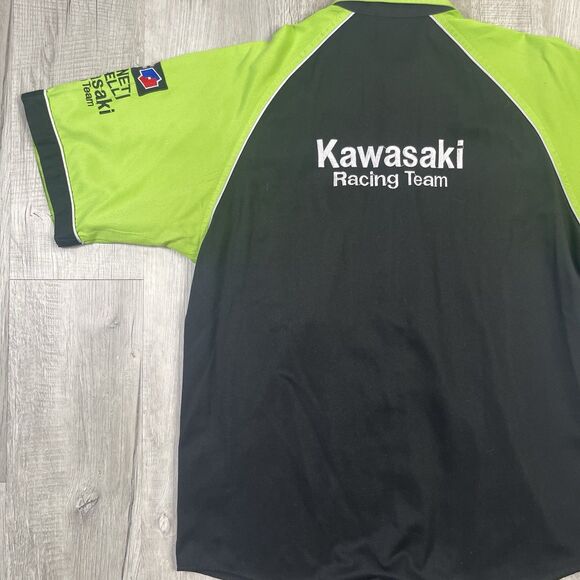 Kawasaki Monster Pro Racing Shirt Size XL Extra Large Button Down Green Black N - Picture 13 of 14